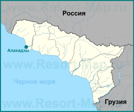 Алахадзы на карте Абхазии