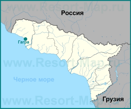 Гагра на карте Абхазии