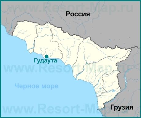 Гудаута на карте Абхазии