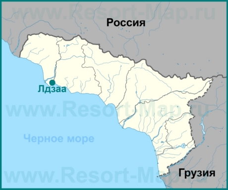 Лдзаа на карте Абхазии