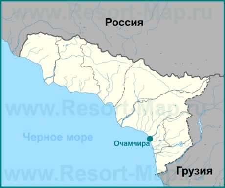 Очамчира на карте Абхазии