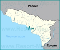Сухум на карте Абхазии