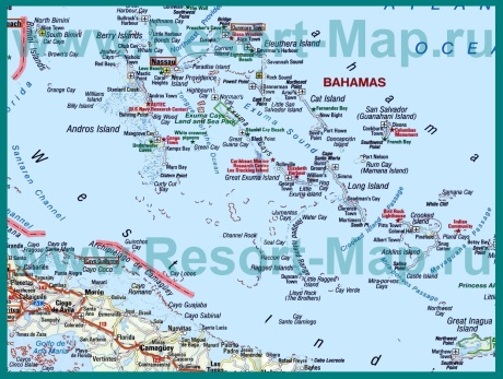Туристическая карта Багамских островов