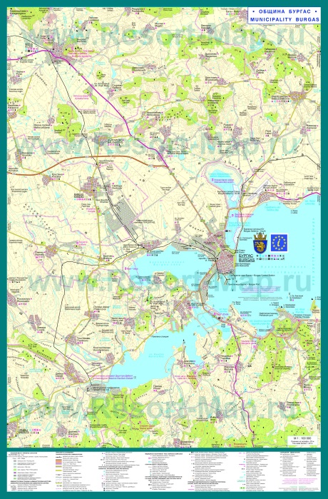 Подробная карта города Бургас с окрестностями