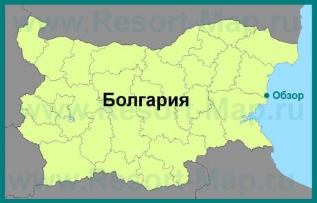 Город Обзор на карте Болгарии