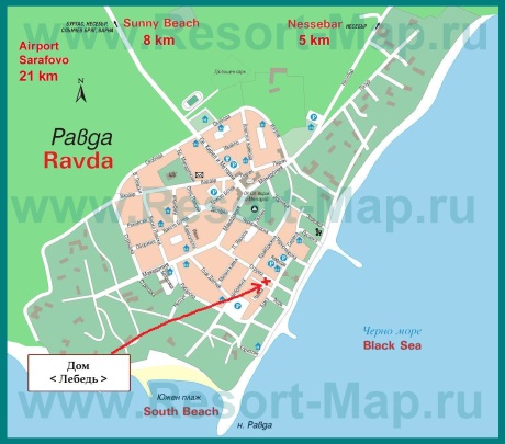 Подробная карта города Равда с отелями
