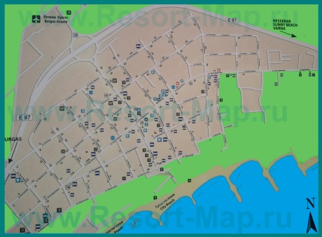 Подробная карта Сарафово с отелями