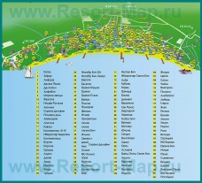 Карта Солнечного берега на русском языке с отелями