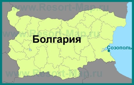 Созополь на карте Болгарии