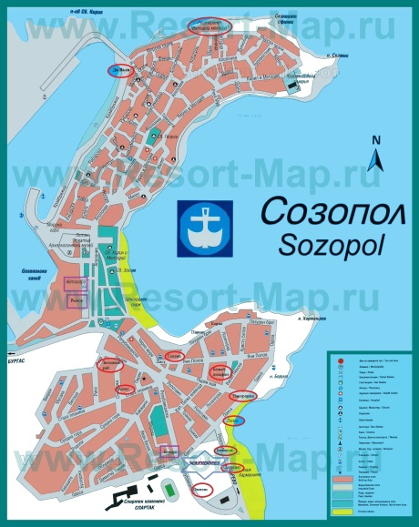 Туристическая карта курорта Созополь