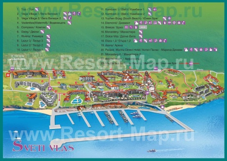 Карта отелей Святого Власа