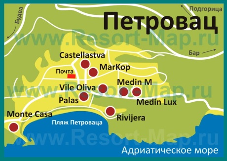 Карта отелей Петроваца