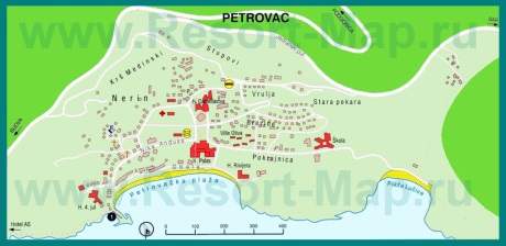 Подробная карта курорта Петровац
