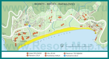 Подробная карта курорта Рафаиловичи