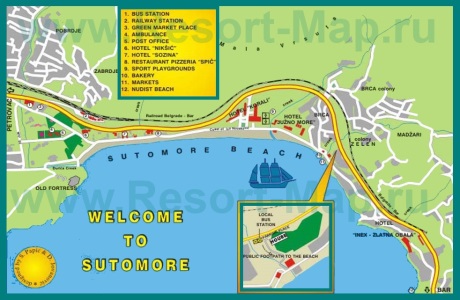 Туристическая карта курорта Сутоморе