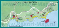 Карта курорта Святой Стефан