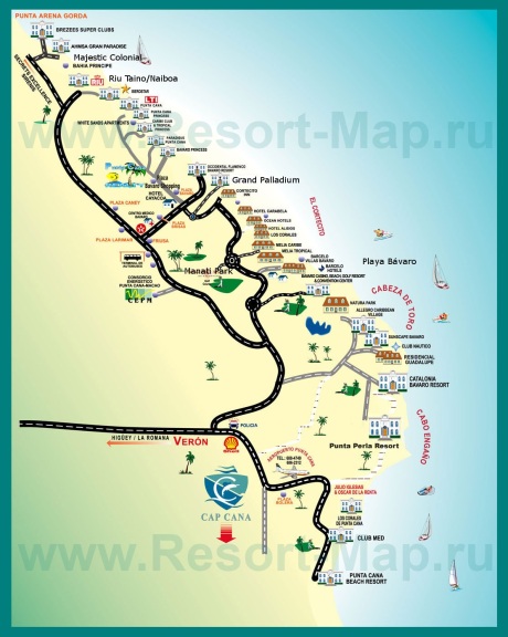 Карта отелей Пунта Каны