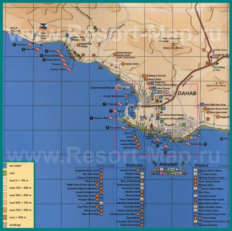 Карта отелей Дахаба
