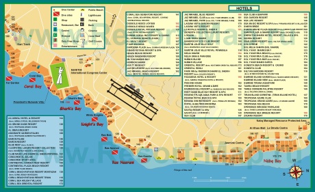 Карта побережья Шарм-эш-Шейха с бухтами