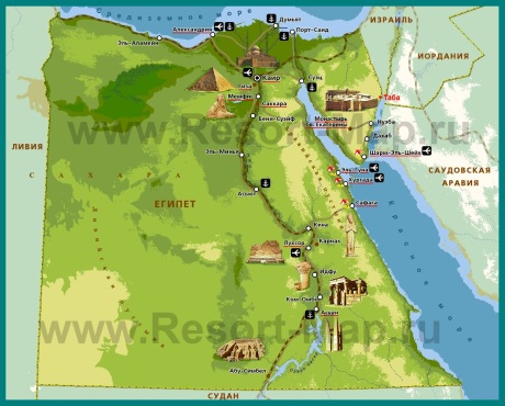 Курорты Египта на карте