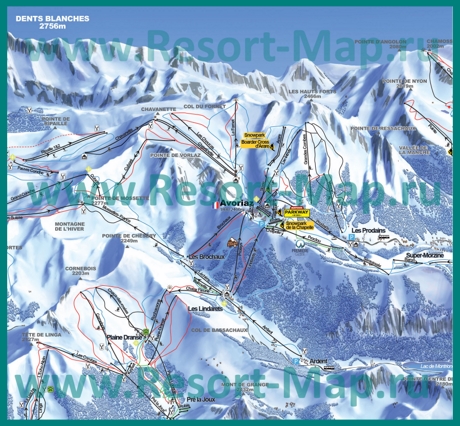 Карта склонов горнолыжного курорта Авориаз