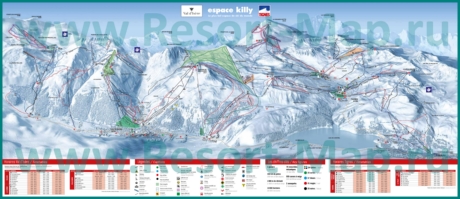 Подробная карта горнолыжного курорта Эспас-Килли с трассами