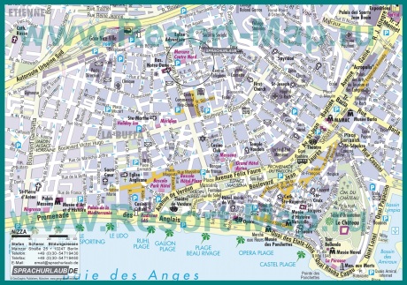 Туристическая карта Ниццы с отелями