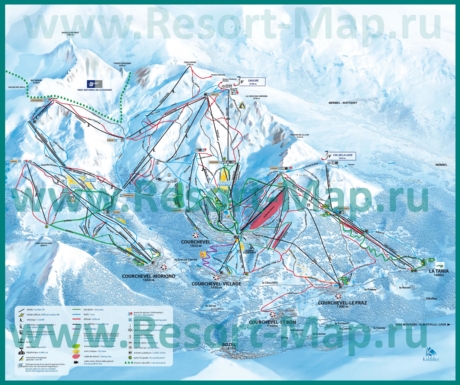 Карта склонов горнолыжного курорта Куршевель с трассами