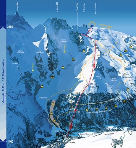 Подробная карта горнолыжного курорта Ла-Грав с трассами