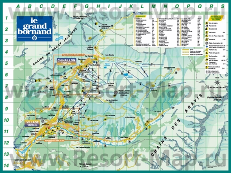 Подробная карта горнолыжного курорта Ле-Гран-Борнан