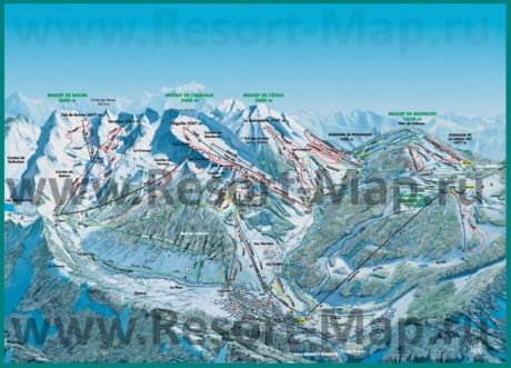 Подробная карта горнолыжного курорта Ля Клюза с трассами