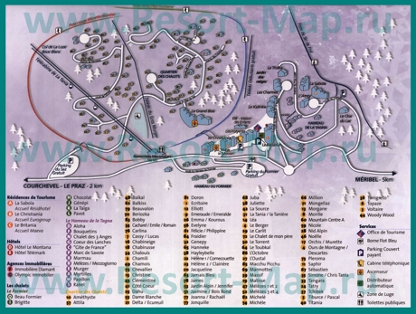 Туристическая карта Ла-Танья с отелями и шале