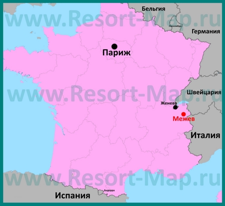 Межев на карте Франции