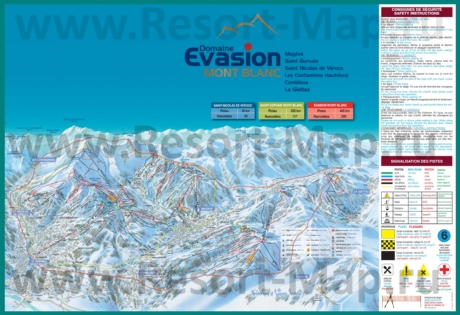 Подробная карта горнолыжного курорта Межев с трассами