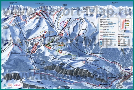 Карта склонов горнолыжного курорта Монрион