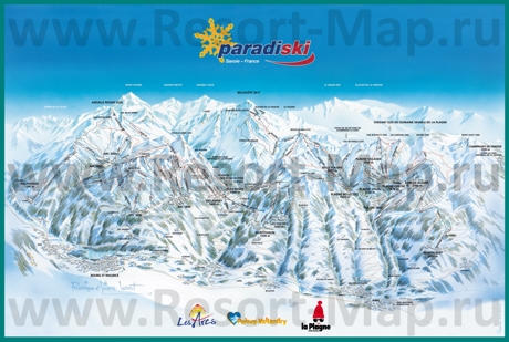 Подробная карта горнолыжного курорта Парадиски с трассами