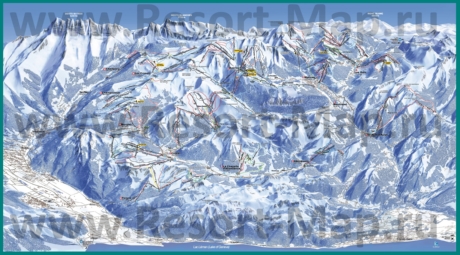 Подробная карта горнолыжного курорта Порт-дю-Солей с трассами