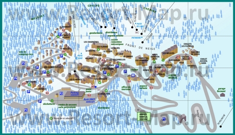Туристическая карта Ризула с отелями и шале