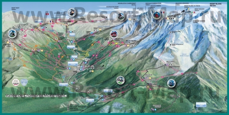 Карта склонов горнолыжного курорта Шамони