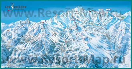 Карта склонов горнолыжного курорта Три Долины