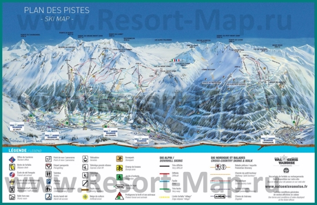 Карта склонов горнолыжного курорта Валь-Сени