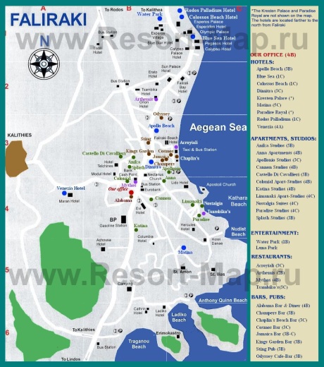 Карта отелей Фалираки