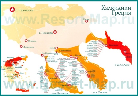 Карта отелей Халкидики