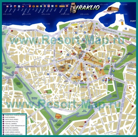 Карта Ираклиона с отелями