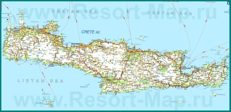 Карта Крита с достопримечательностями