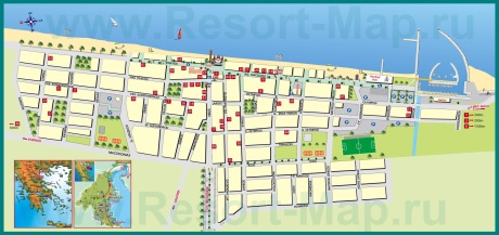 Подробная карта курорта Паралия Катерини