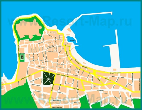 Подробная карта курорта Ретимно