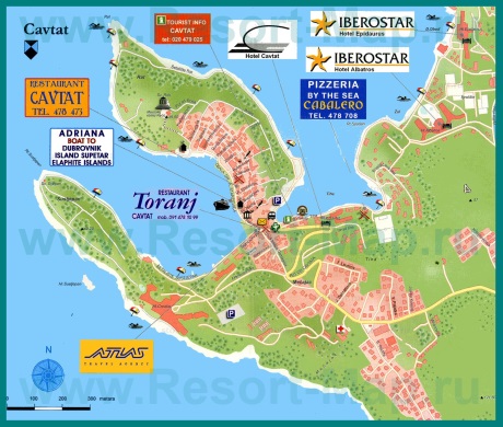 Подробная карта курорта Цавтат
