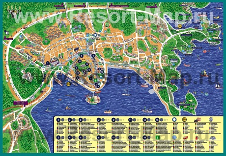 Подробная туристическая карта города Пула