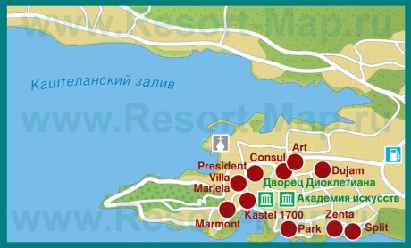 Карта отелей Сплита